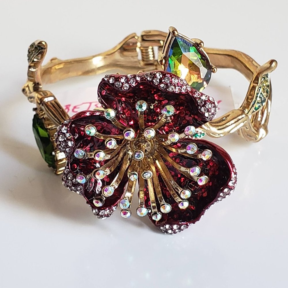 Betsey Johnson Surreal Forest Rose Clamp Bracelet